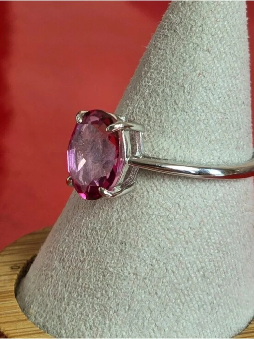 925 Sterling Silver Ring with Natural Pink Topaz  Gem